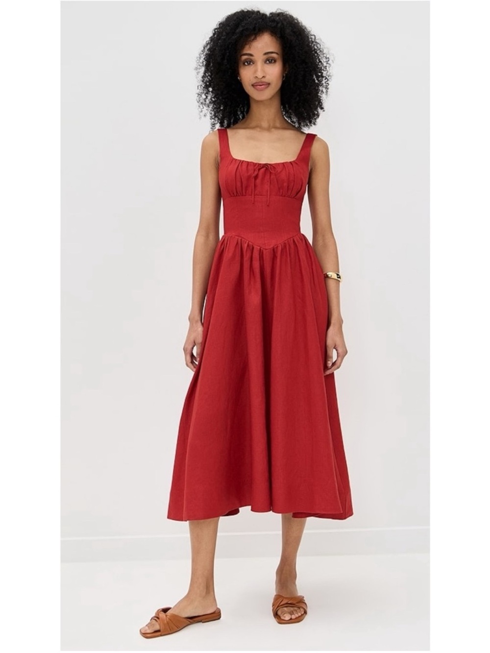NWT Reformation Balia Linen Dress Sundried Tomato Red 10